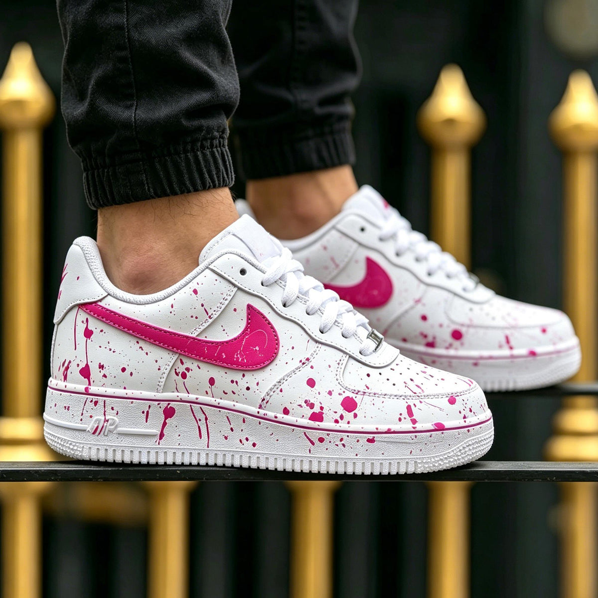 Custom Pink Air Force 1 ?C Hand Painted Splatter Drip Sneakers