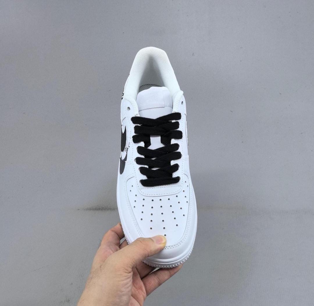 Custom Air force one Handpainted anime style sneakers cartoon sneakers white and black double logot design for streetwear lovers cartoon af1