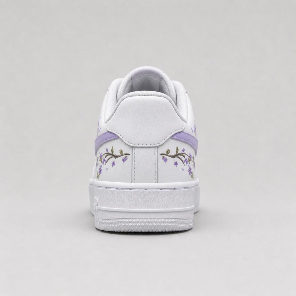 Custom Air Force 1 Purple, Purple Floral Custom Sneakers Hand Painted Wildflower Shoes, Gift for her