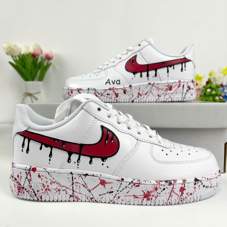 Pink Drip Splatter Custom Air Force 1 Sneakers ?C Hand Painted Streetwear AF1 Shoes