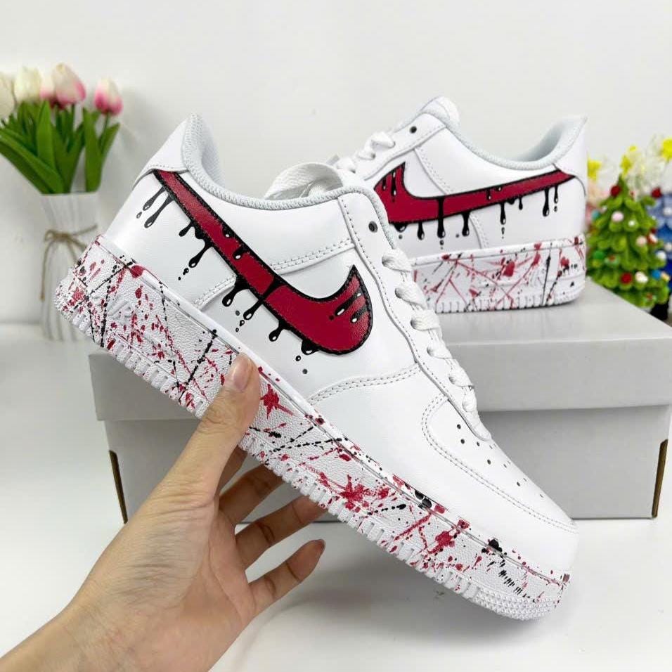 Pink Drip Splatter Custom Air Force 1 Sneakers ?C Hand Painted Streetwear AF1 Shoes