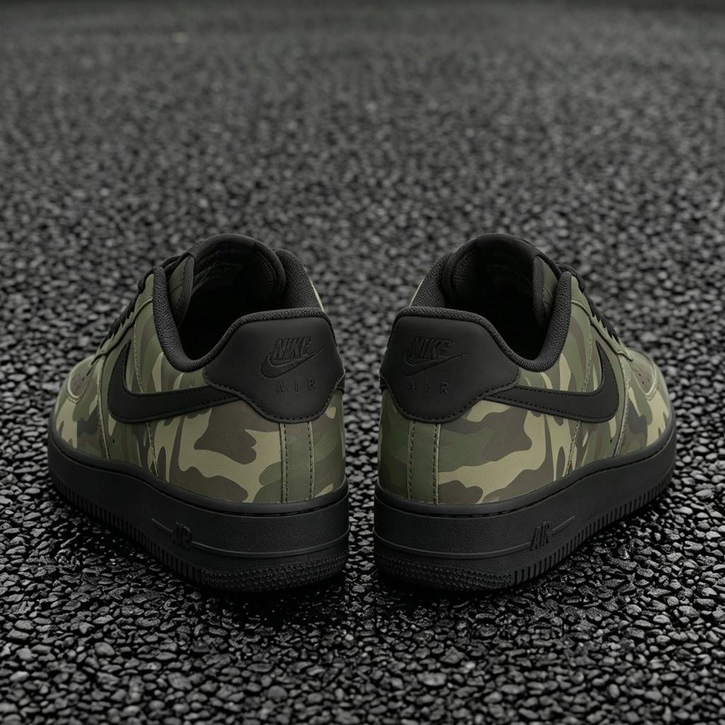 Custom Camo Air Force 1 Sneakers,Hand Painted Green Camouflage,Green Camo AF1 Gift for Him