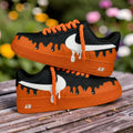 Custom Air Force 1 Halloween Drip Sneakers, AF1 Orange Black Melt Shoes, Hand Painted Spooky Streetwear Gift