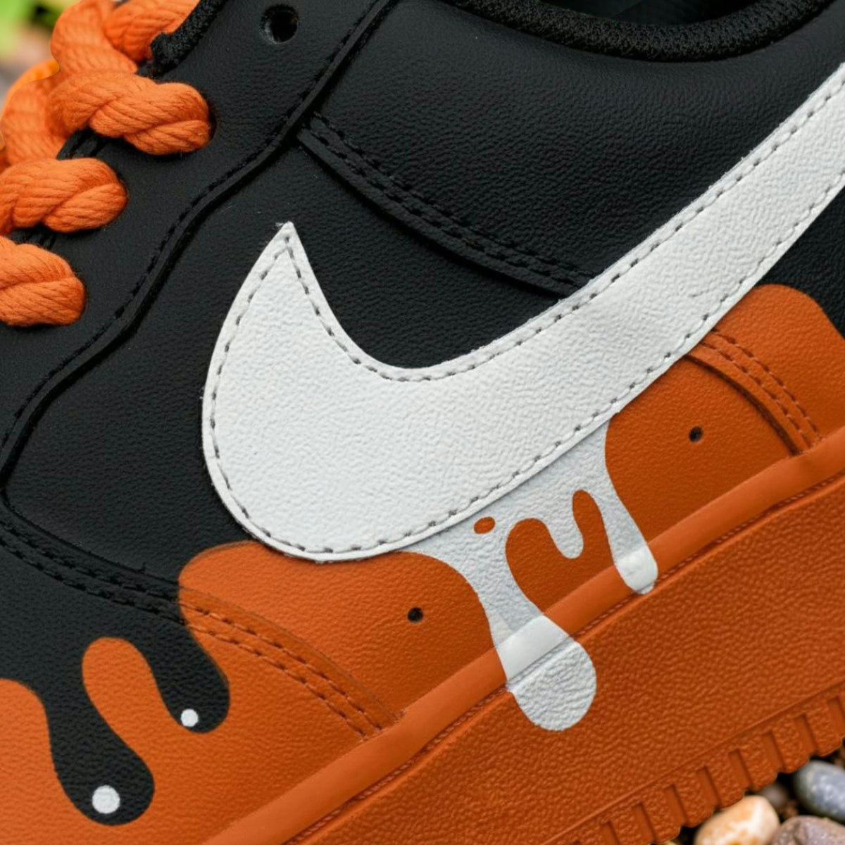 Custom Air Force 1 Halloween Drip Sneakers, AF1 Orange Black Melt Shoes, Hand Painted Spooky Streetwear Gift