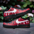 Custom Air Force 1 Red Black Drip Sneakers, Hand Painted AF1 Low Top Shoes, Streetwear Sneakerhead Gift