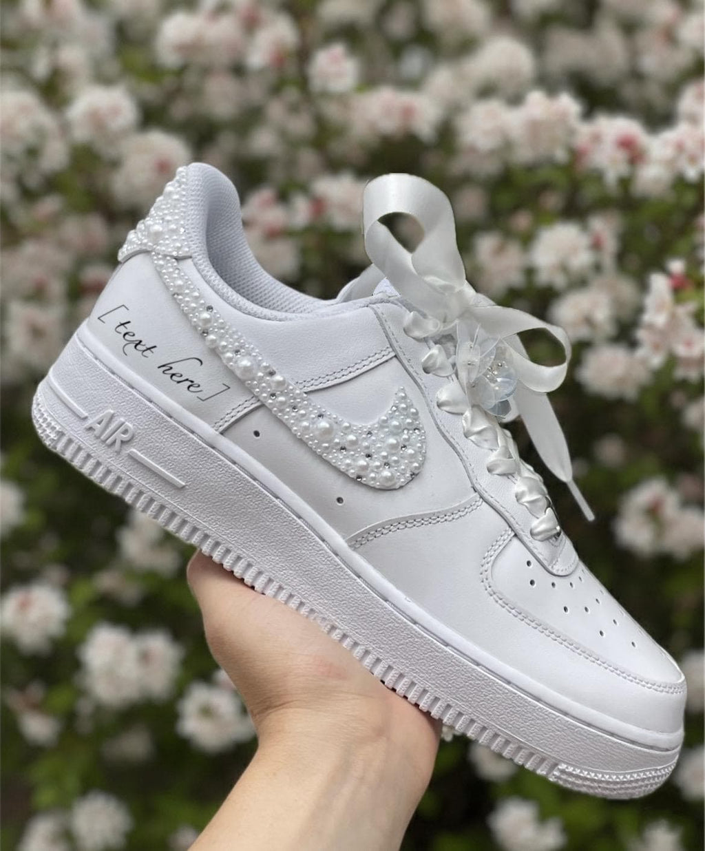 Personalized Bridal Sneakers: Hand-made Pearl Crystal Air Force 1