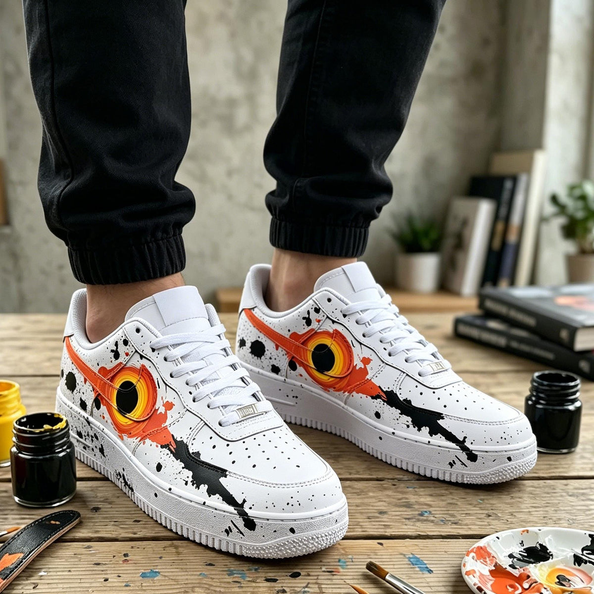 Custom Air Force 1, Hand Painted Black Hole Shoes, Space Sneakers,Galaxy AF1,Cosmic Air Force One,Gift for him or her