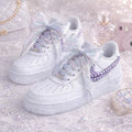 Purple Pearl AF1 With Silk Laces,Wedding Sneakers , Pearl Bridal Shoes, Gift for her