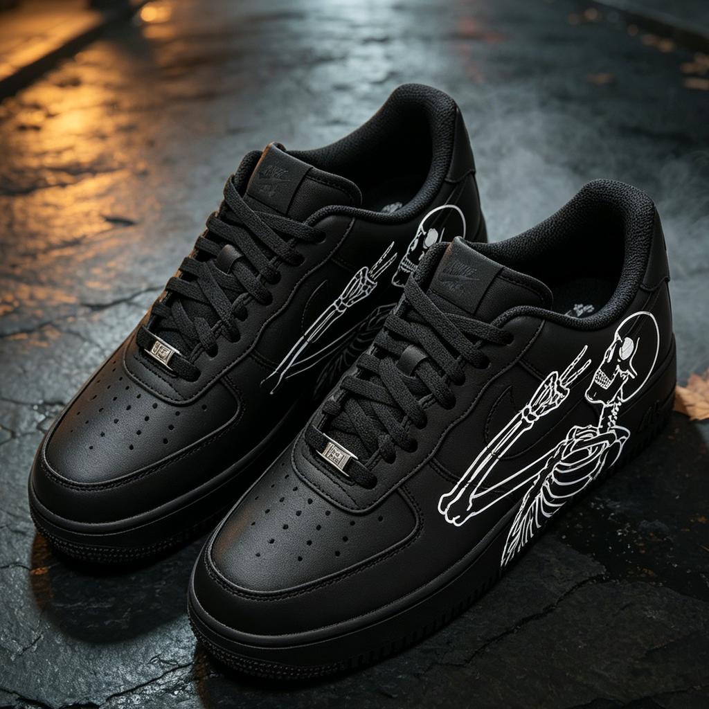 Custom Air Force 1, Hand Painted Skeleton Sneakers,Streetwear Shoes,Personalized Sneakers