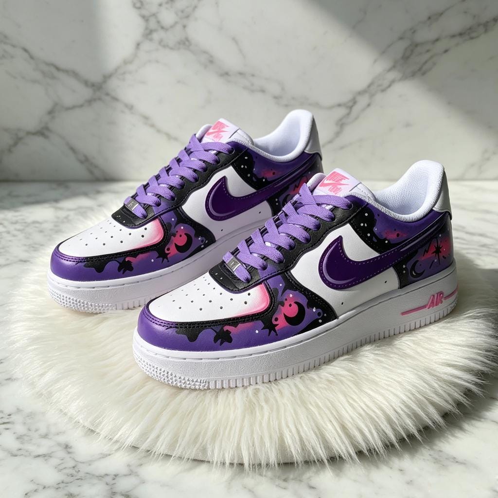 Purple witch style shoes, Hand Painted Purple Star Shoes,gift for daughter