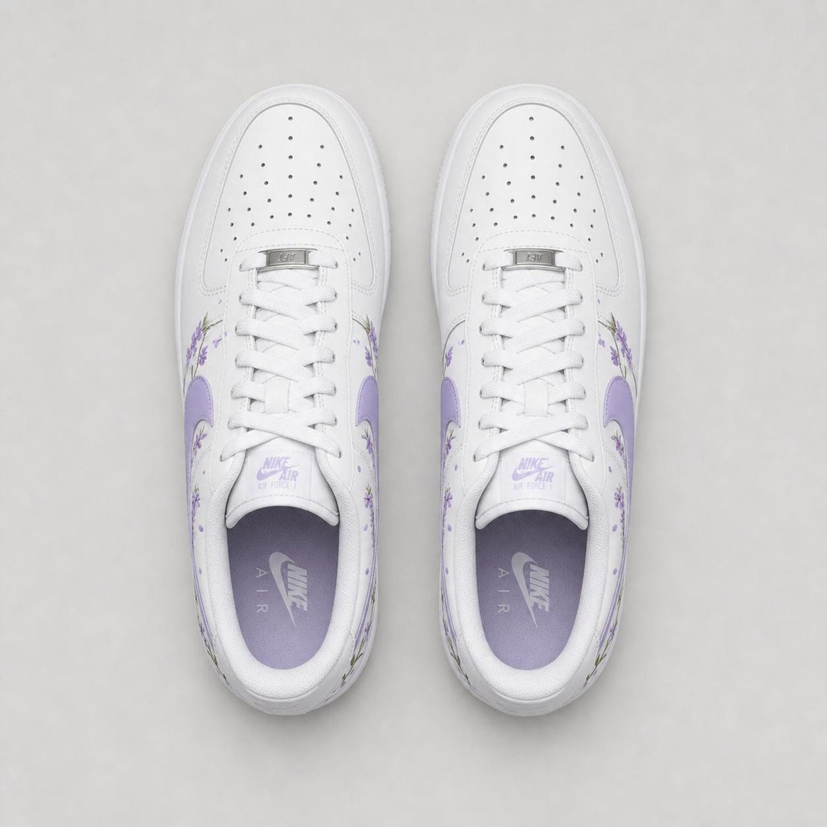 Custom Air Force 1 Purple, Purple Floral Custom Sneakers Hand Painted Wildflower Shoes, Gift for her