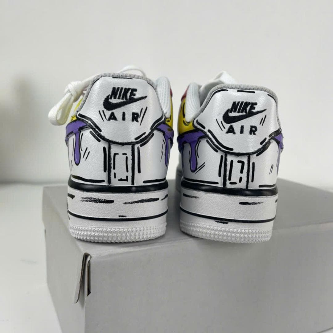 Custom Colorful Drip Air Force 1 Sneakers, Hand Painted Cartoon AF1 Shoes, Pop Art Painted Sneakers, Bright Streetwear Gift