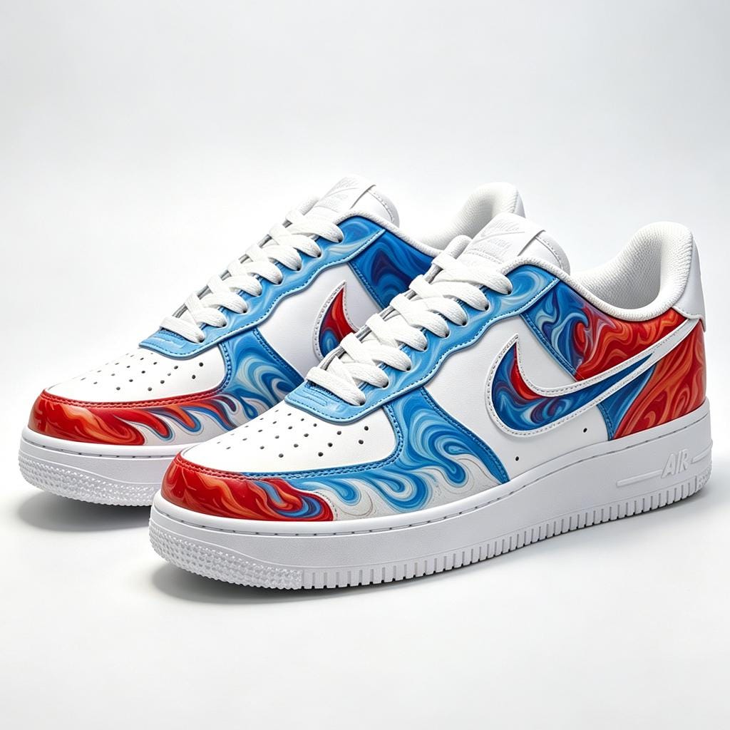 CUSTOM NIKE AF1 Liquid Flame Ice Fire Handpainted Skater Sneaker Gift
