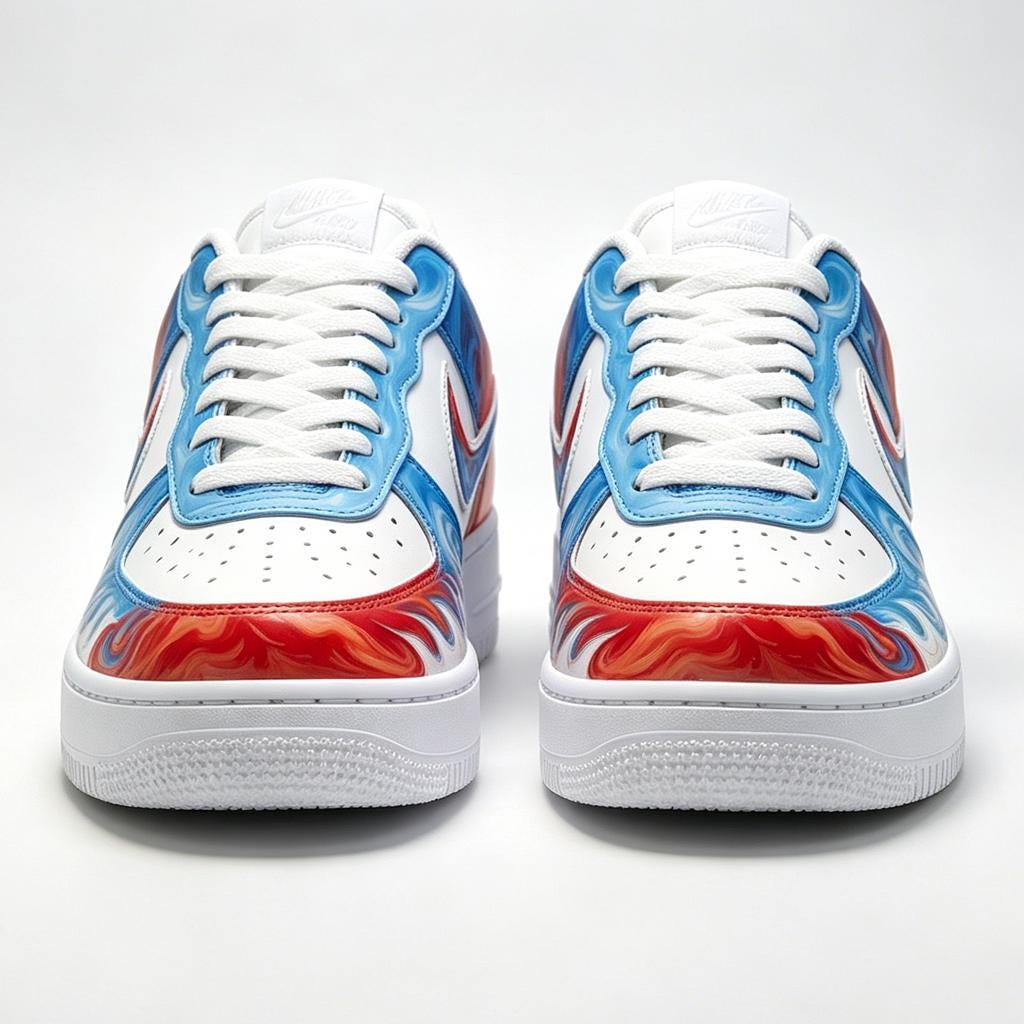 CUSTOM NIKE AF1 Liquid Flame Ice Fire Handpainted Skater Sneaker Gift
