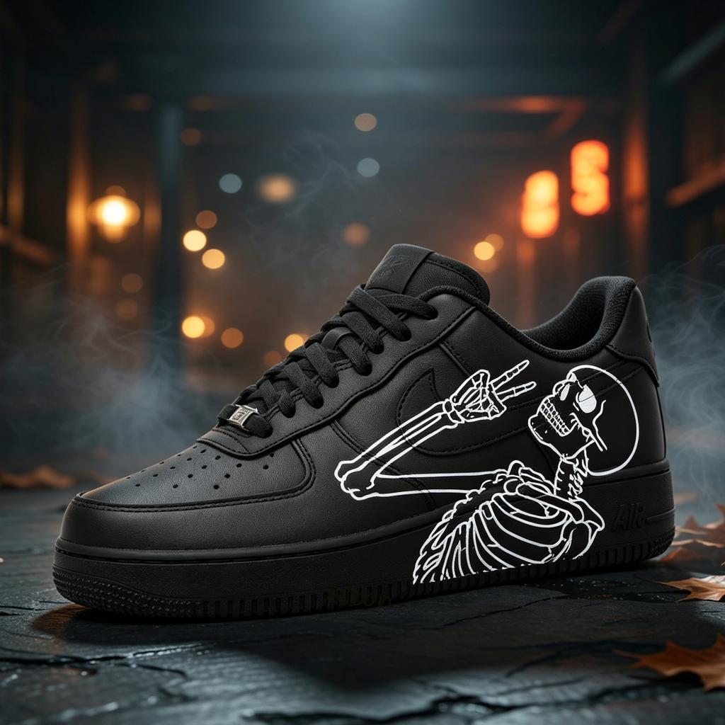 Custom Air Force 1, Hand Painted Skeleton Sneakers,Streetwear Shoes,Personalized Sneakers