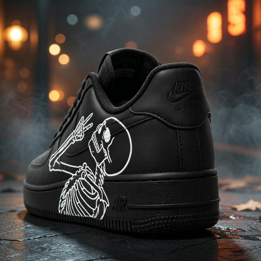 Custom Air Force 1, Hand Painted Skeleton Sneakers,Streetwear Shoes,Personalized Sneakers