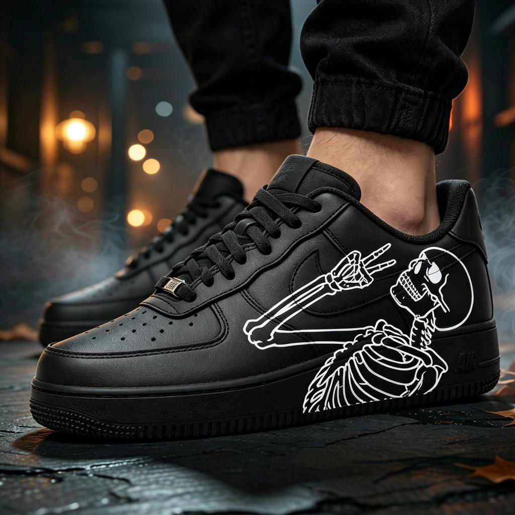 Custom Air Force 1, Hand Painted Skeleton Sneakers,Streetwear Shoes,Personalized Sneakers