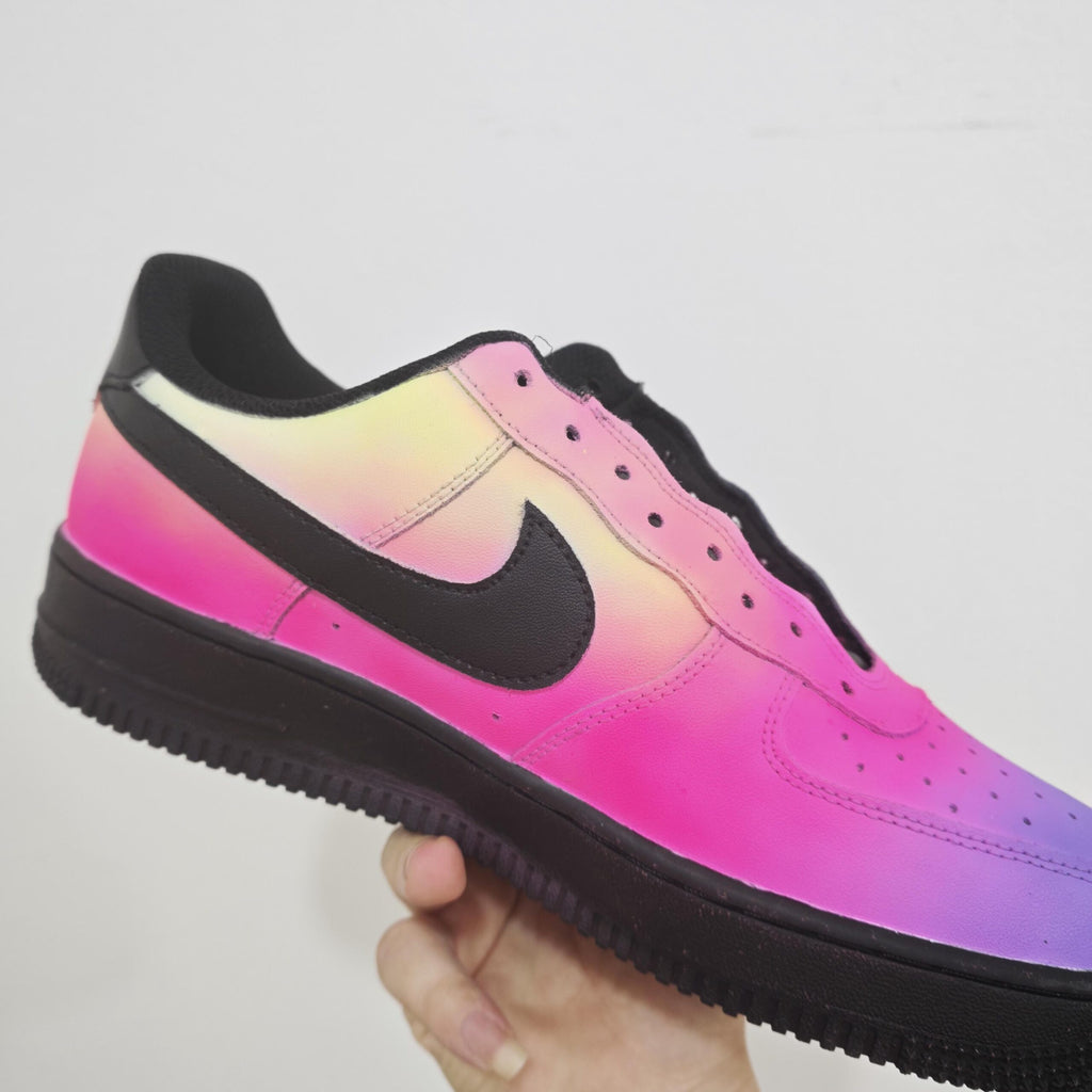 Custom Sunset Palm Tree AF1 Sneakers, Hand Painted Tropical Air Force 1 Shoes, Pink Purple Beach Sneakers, Summer Vacation Gift