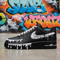 Black&White Splash Sneakers with Rope Laces,Stacked Liquid Drip AF1 with Rope Laces,Graduation Gift for Him