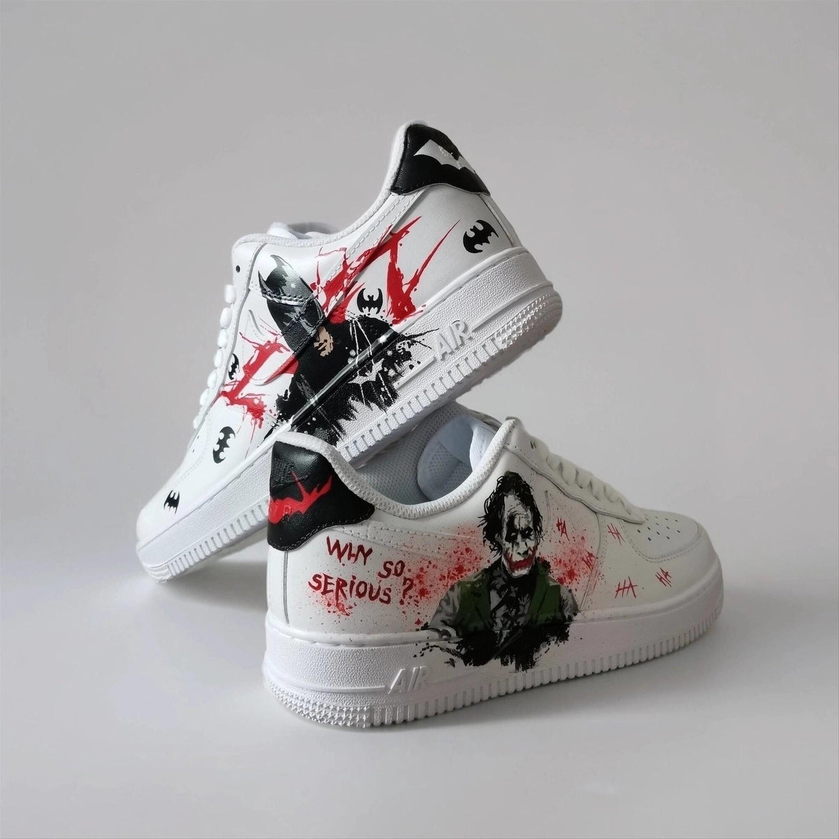 Custom-Made White Comics Sneakers Hand-Painted Unique AF1 Superhero-Villain Sneakers, Birthday Gift