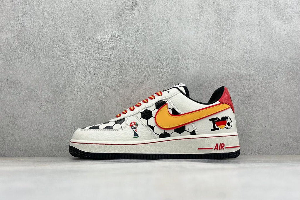 Custom Air Force 1 Sneakers:Handpainted German Flag Soccer Design, Hand-Painted Streetwear Shoes