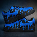 Custom Air Force 1 Blue Drip Sneakers, Hand-Painted AF1 Streetwear Cyberpunk Gift for Him