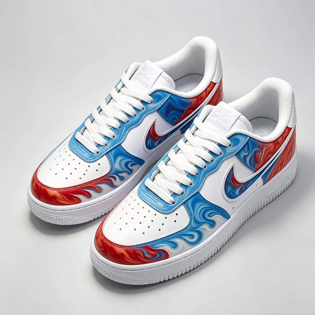 CUSTOM NIKE AF1 Liquid Flame Ice Fire Handpainted Skater Sneaker Gift