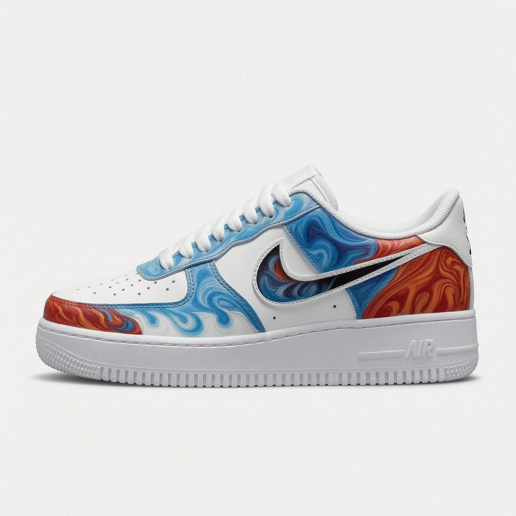 CUSTOM NIKE AF1 Liquid Flame Ice Fire Handpainted Skater Sneaker Gift