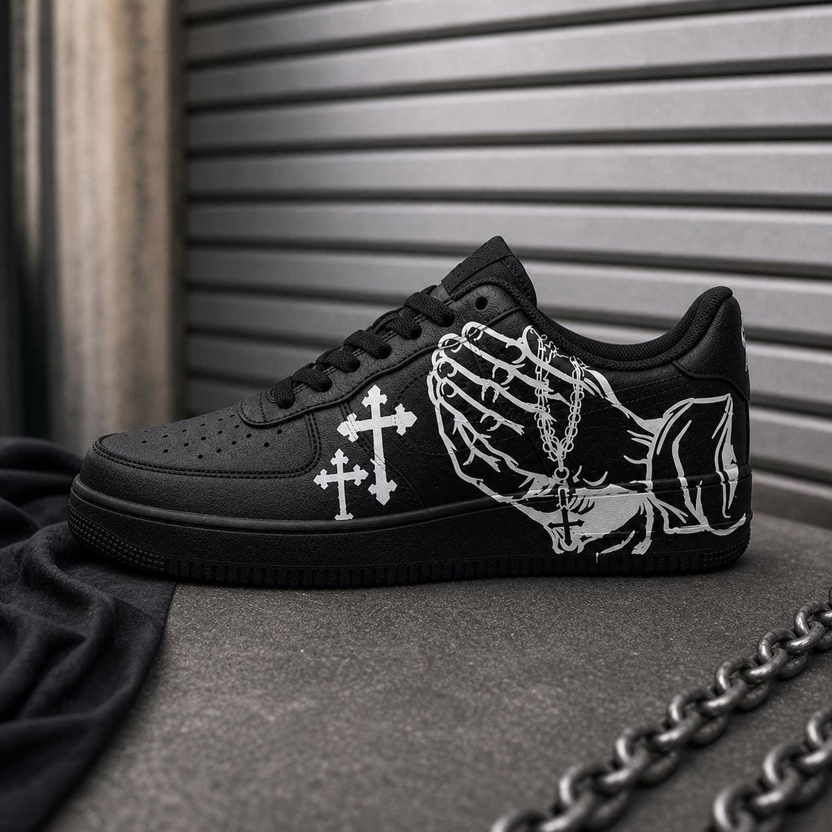 Custom Air Force 1 Black Gothic Sneakers Trust No One Shoes, Sneaker Gift