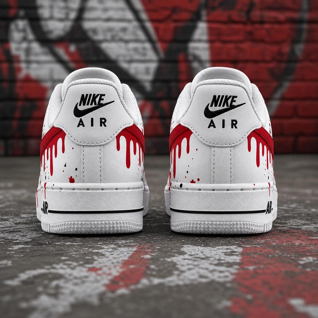 Custom Red Drips Air Force 1,Hand-Painted Sports Sneakers, Drips Sneakers Red&Black AF1 Sneakers Birthday Gifts