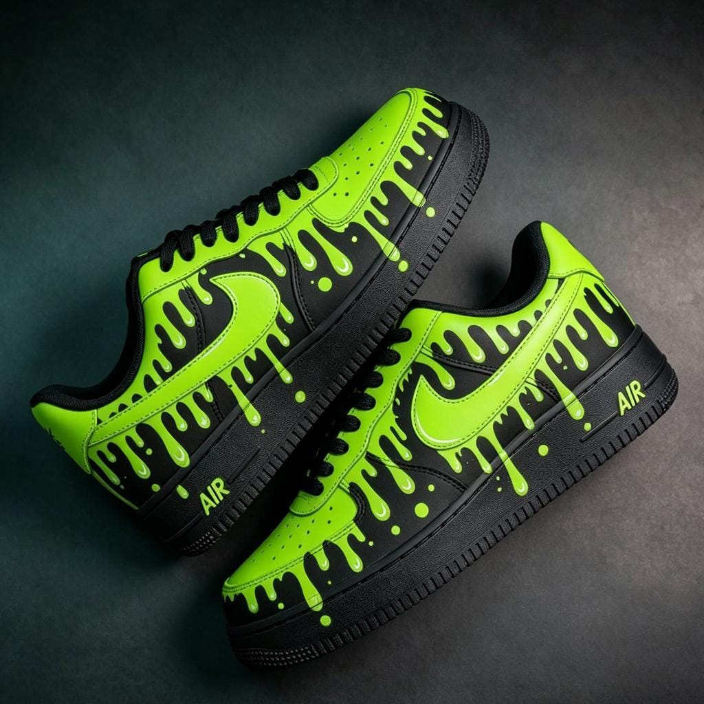 Neon Green Drip Air Force 1 ??Personalized Hand Painted AF1 Sneakers for Streetwear Style Birthday Graduation Gift