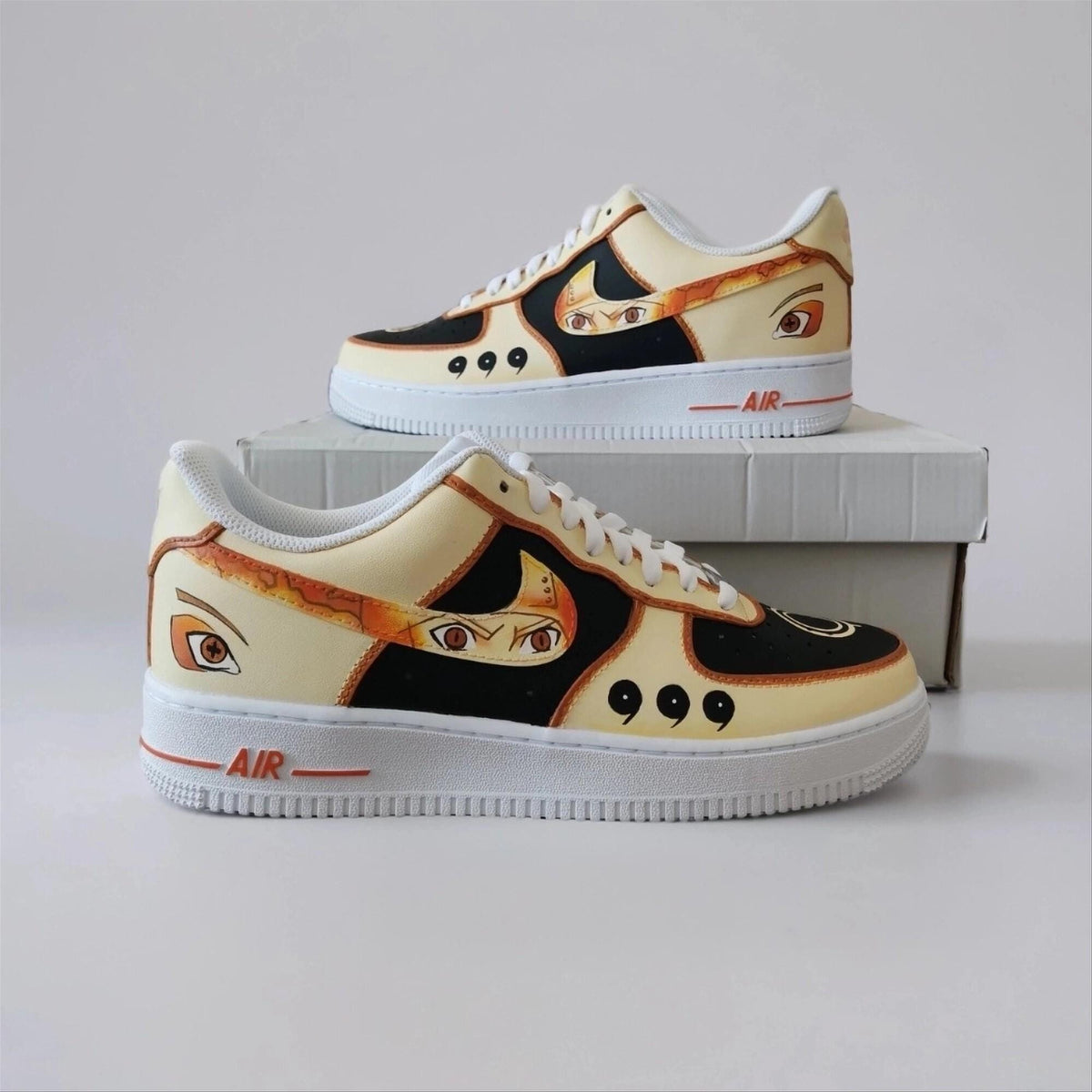 Custom White Hand Painted Sneakers AF1, Unique Birthday Gift for Anime Lovers