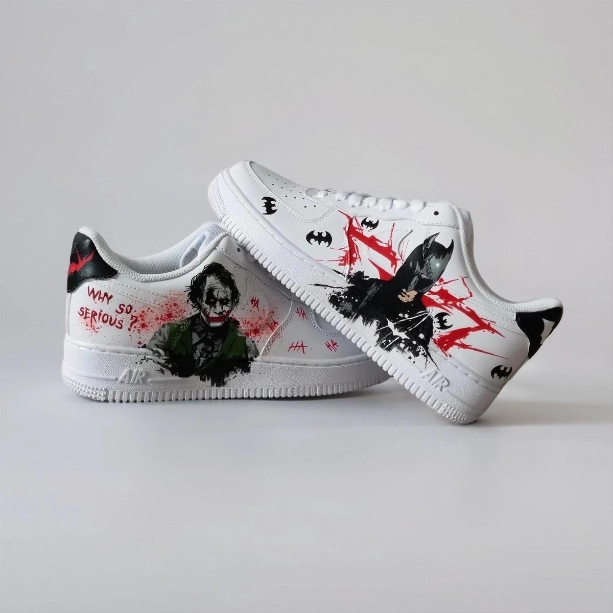 Custom-Made White Comics Sneakers Hand-Painted Unique AF1 Superhero-Villain Sneakers, Birthday Gift