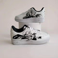 Custom White AF1 Manga Art ?C Hand Painted Black White Anime Faces, Unique Comic Panel Sneakers, Birthday Gift for Manga Lovers