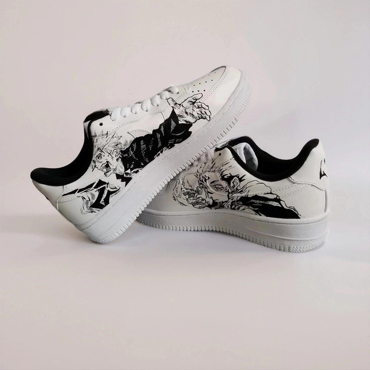 Custom White AF1 Manga Art ?C Hand Painted Black White Anime Faces, Unique Comic Panel Sneakers, Birthday Gift for Manga Lovers
