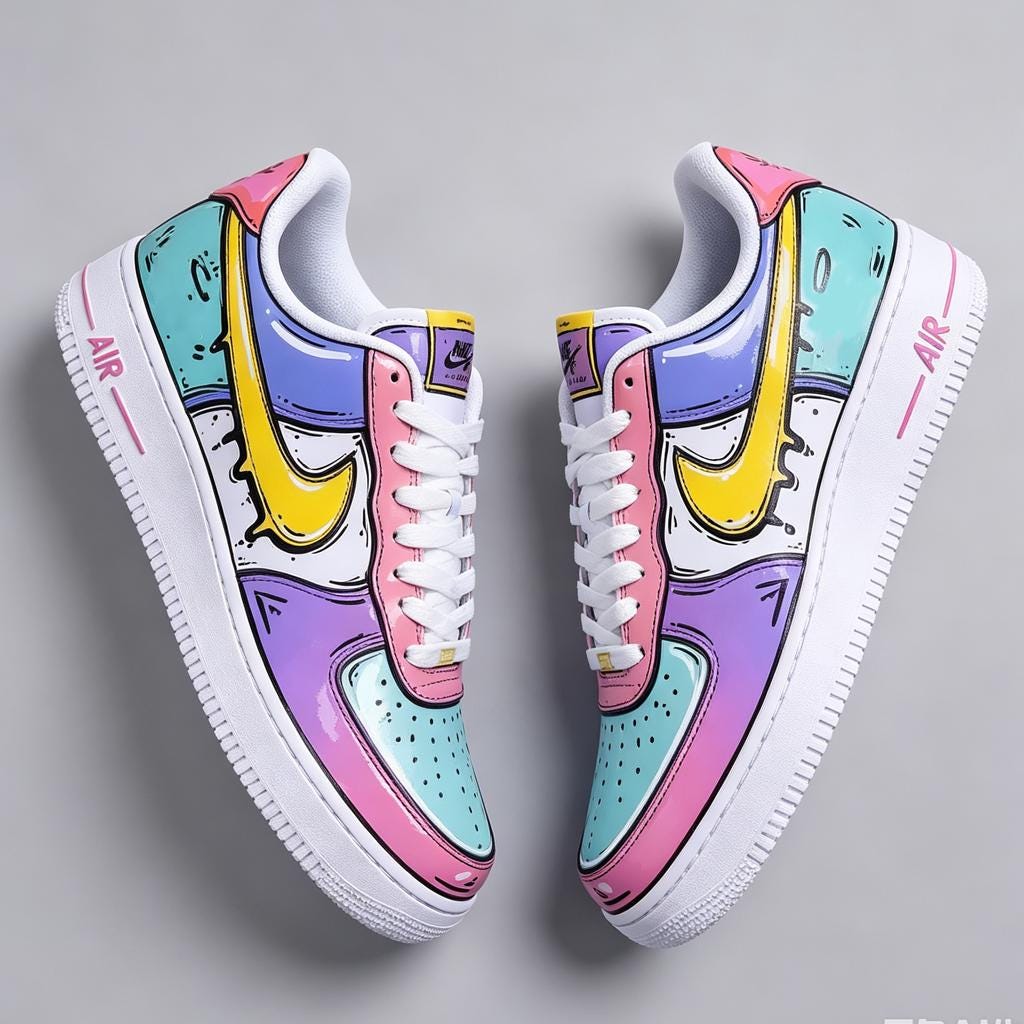Colorful AF1,Cartoon Drip Air Force 1, Vibrant Pop Art Sneakers, Personalized Streetwear Kicks, Unique Comic Style Footwear