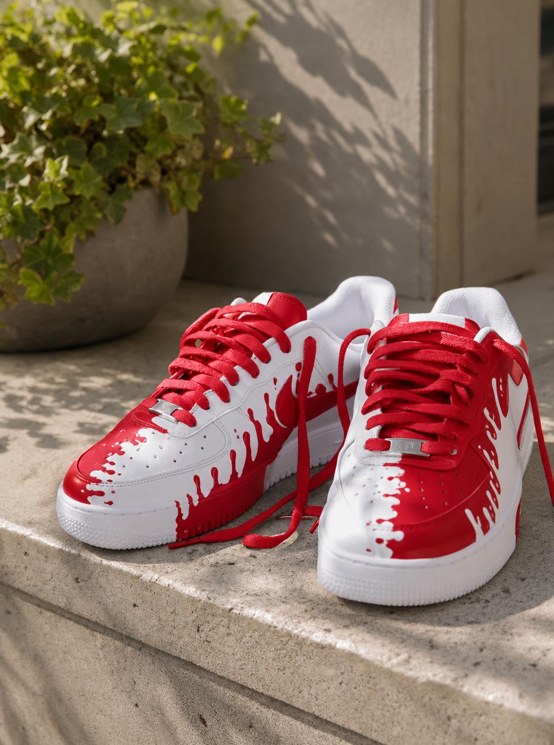 Custom Red Drip Painted Sneakers,Hand Painted Air Force 1 Custom Shoes,Unique Gift For Him