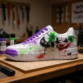 Custom Air Force 1 Joker Painted Sneakers, Hand Painted and Spray Painted Streetwear AF1 Kicks, Bold Streetwear Kicks,Gift for Him