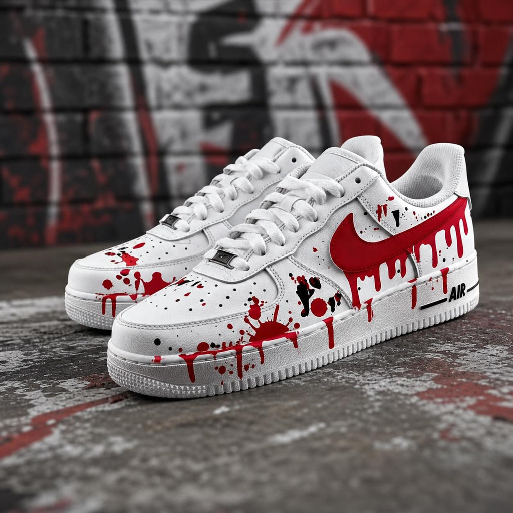Custom Red Drips Air Force 1,Hand-Painted Sports Sneakers, Drips Sneakers Red&Black AF1 Sneakers Birthday Gifts