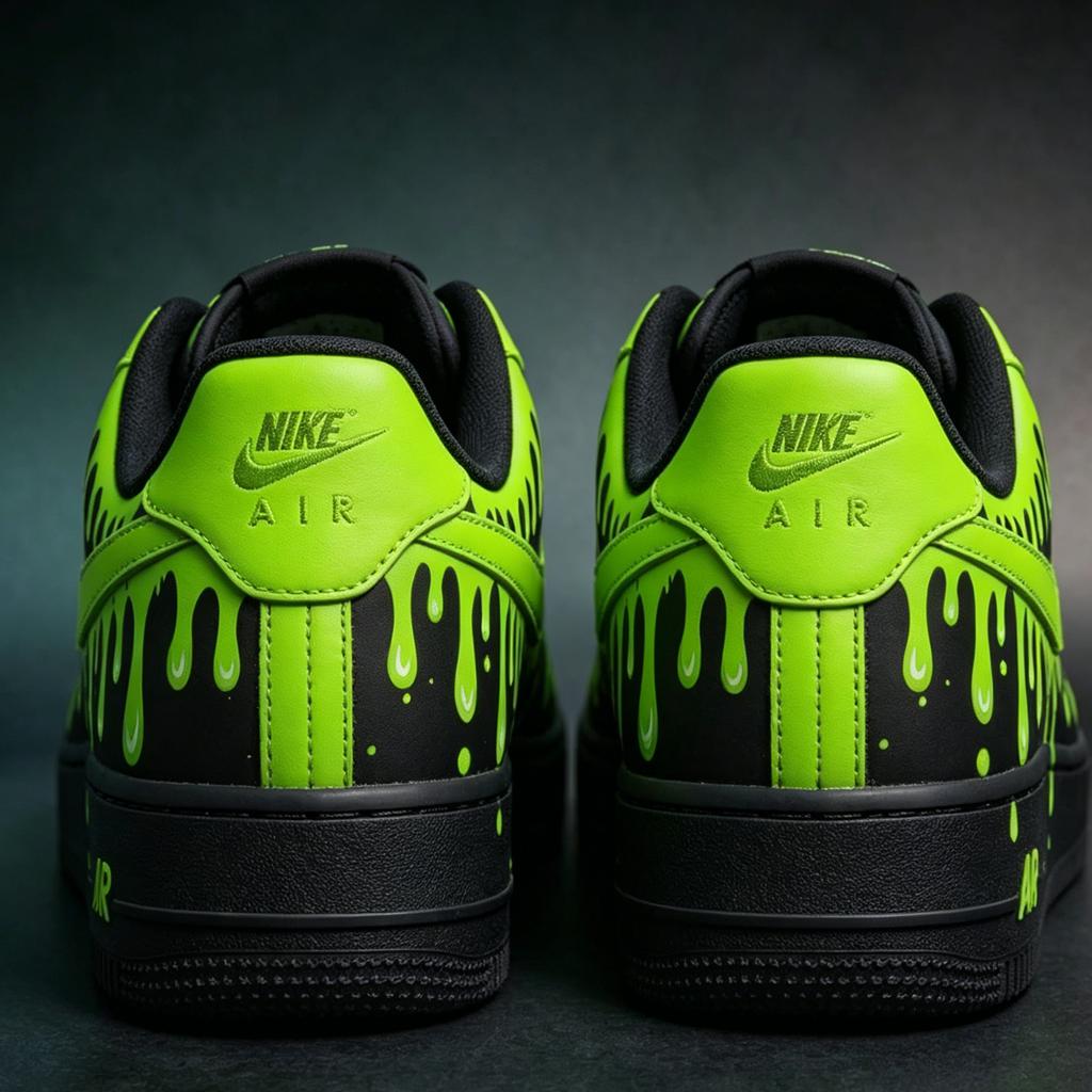 Neon Green Drip Air Force 1 ??Personalized Hand Painted AF1 Sneakers for Streetwear Style Birthday Graduation Gift