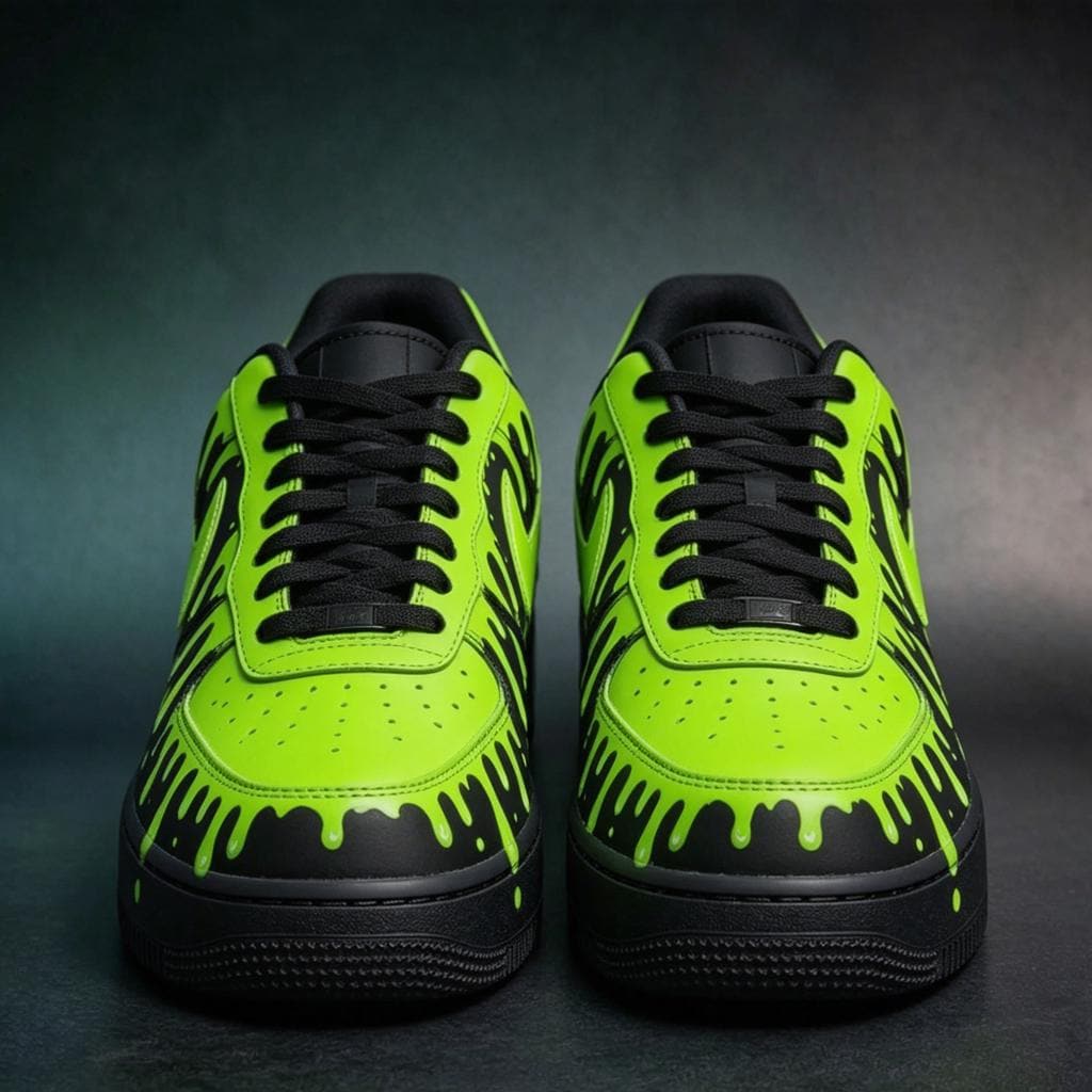 Neon Green Drip Air Force 1 ??Personalized Hand Painted AF1 Sneakers for Streetwear Style Birthday Graduation Gift