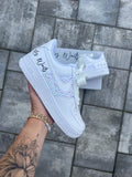 Personalized Bridal Air Force 1 Sneakers White iridescent Rhinestone Wedding Shoes
