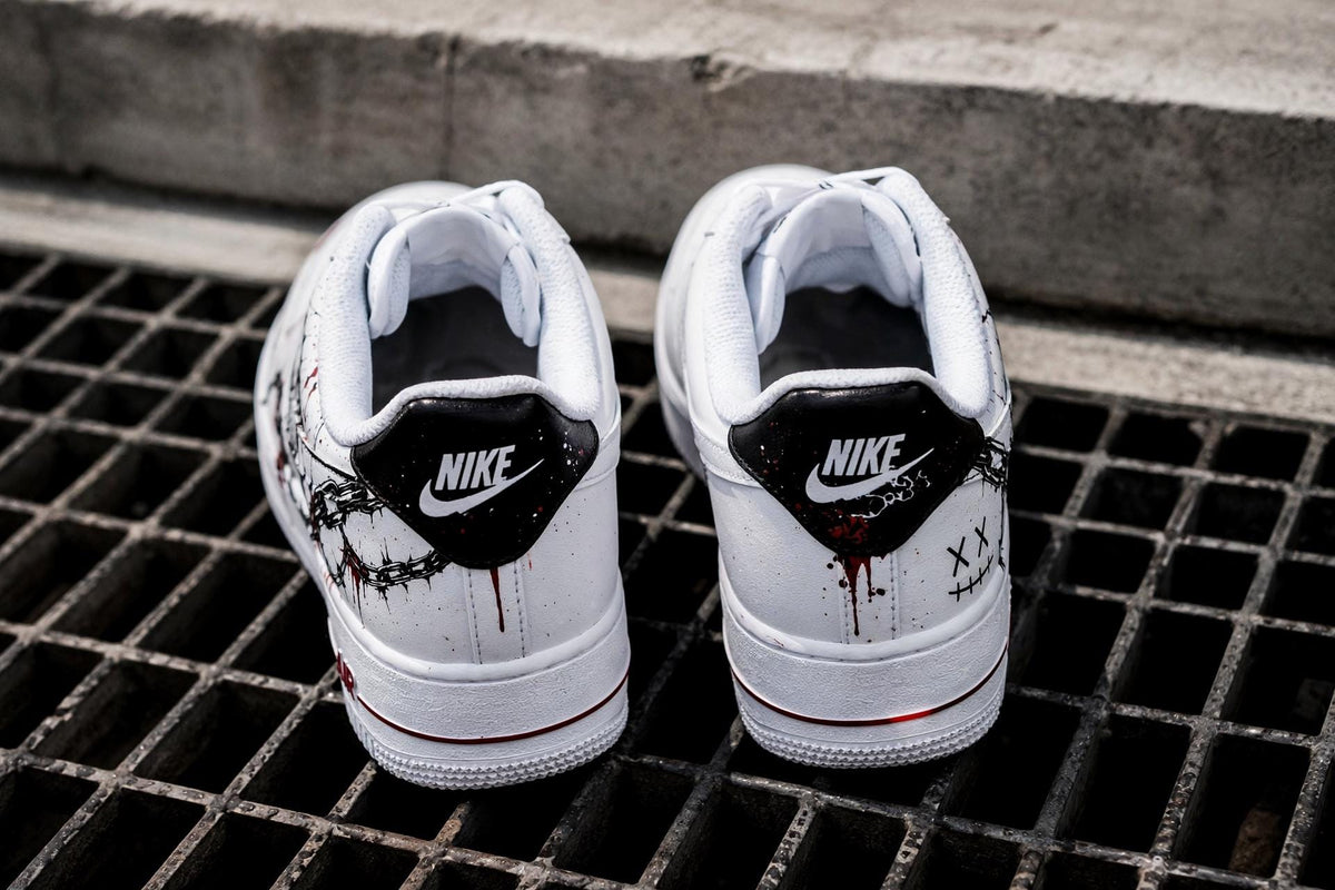 Custom Skull Barbed Wire Sneakers,Hand Painted AF1 Streetwear Shoes,Personalized Gift for him