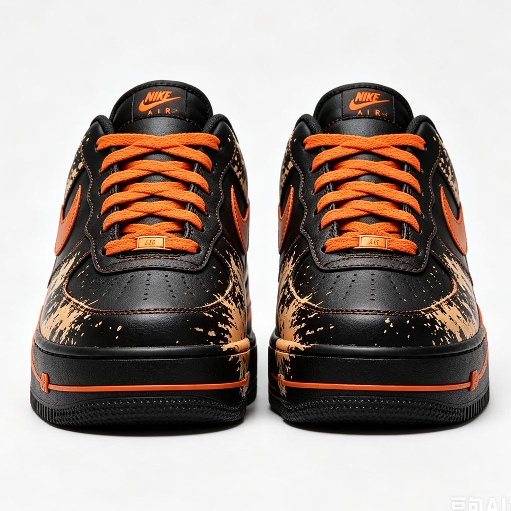 Black&Orange Splatter AF1 Streetwear Sneakers,Hand Painted Paint Splatter Sneakers,Unique Gift for Him