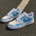 Blue Splatter Paint Air Force 1, Minimalist Custom Shoes, Handmade Street Style Sneakers, Unisex Gift