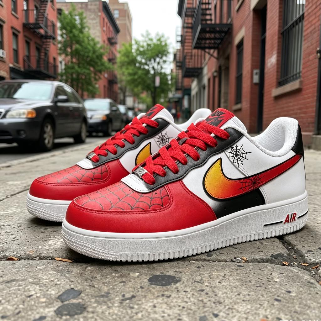 Customized Red Air Force 1,Hand-Painted Spider Cartoon Shoes, Sartoon Style Shoes,Birthday Gift For Son