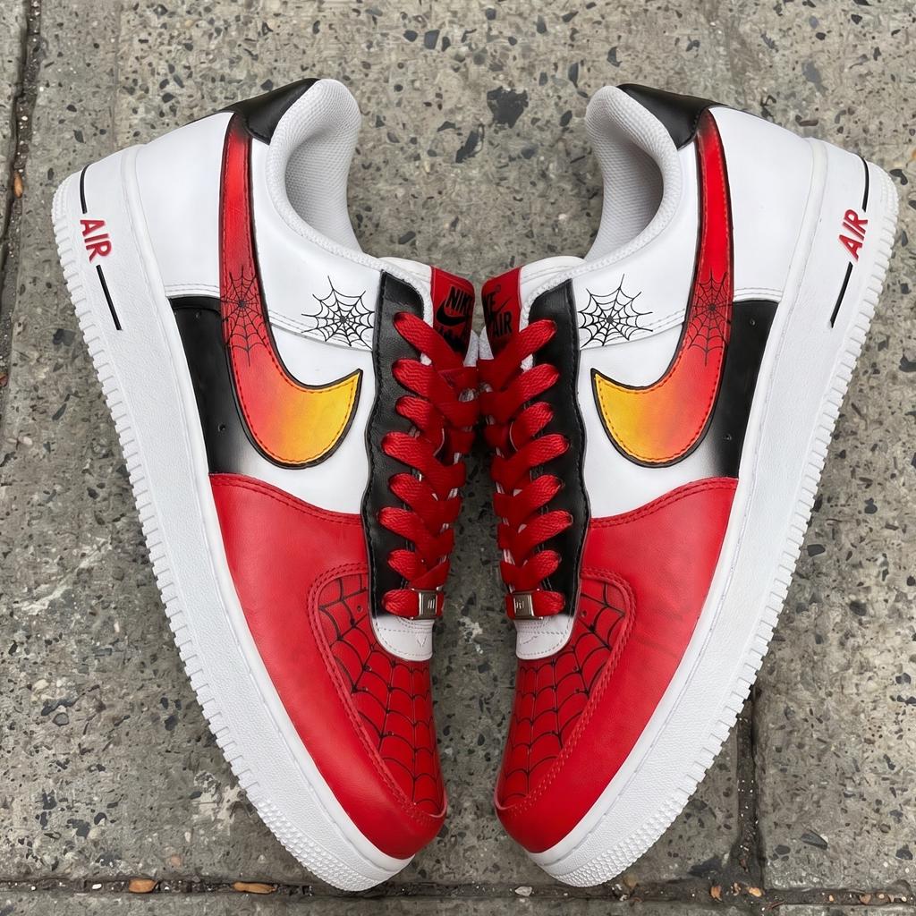 Customized Red Air Force 1,Hand-Painted Spider Cartoon Shoes, Sartoon Style Shoes,Birthday Gift For Son
