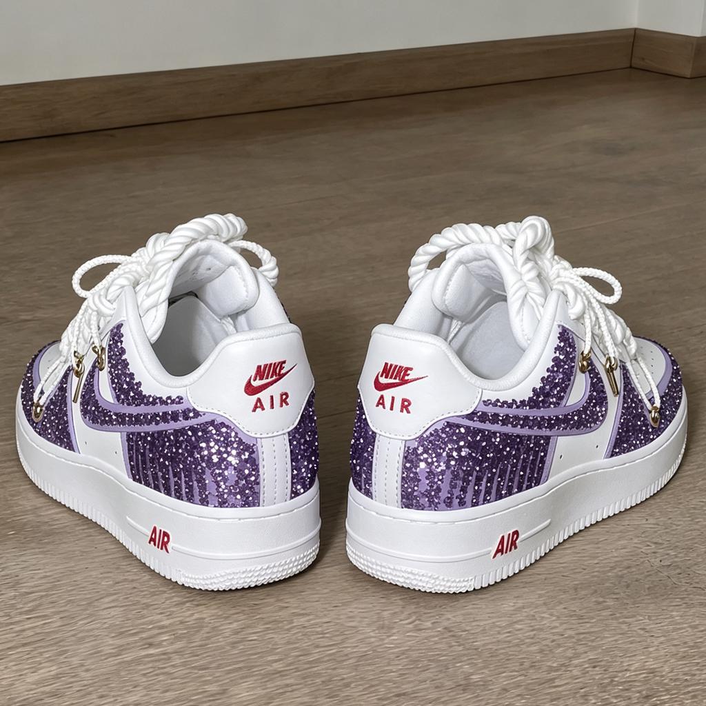 Purple crystal custom AF1, sparkling party shoes, a unique birthday and graduation gift for her