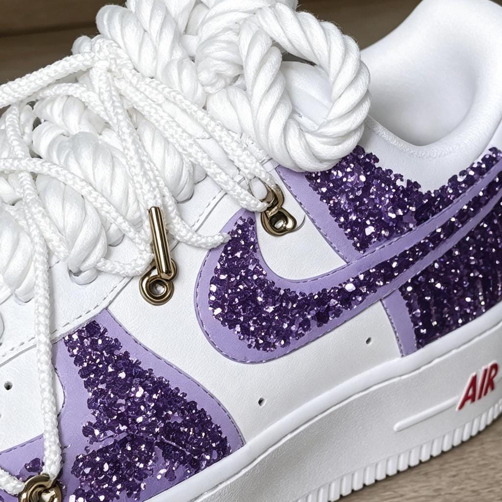 Purple crystal custom AF1, sparkling party shoes, a unique birthday and graduation gift for her