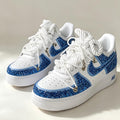 Blue Crystal AF1 Custom AF1,Bling Streetwear Shoes with Rope Laces,Unique Gift for Birthday & Graduation